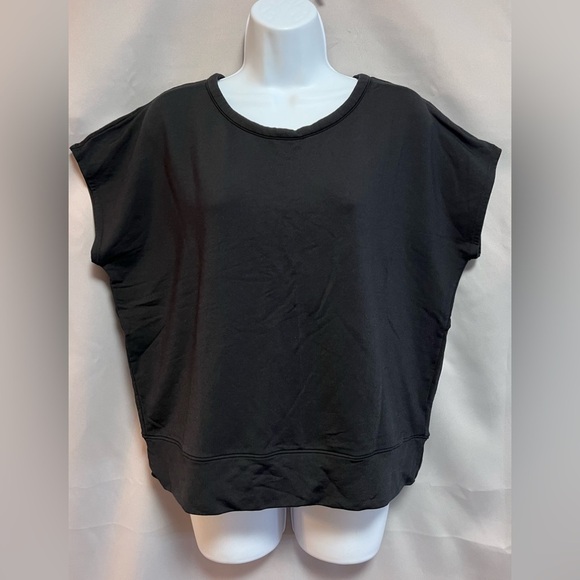 Athleta‎ womens top black short sleeves cut out athleisure, athletic size XL - Picture 1 of 10